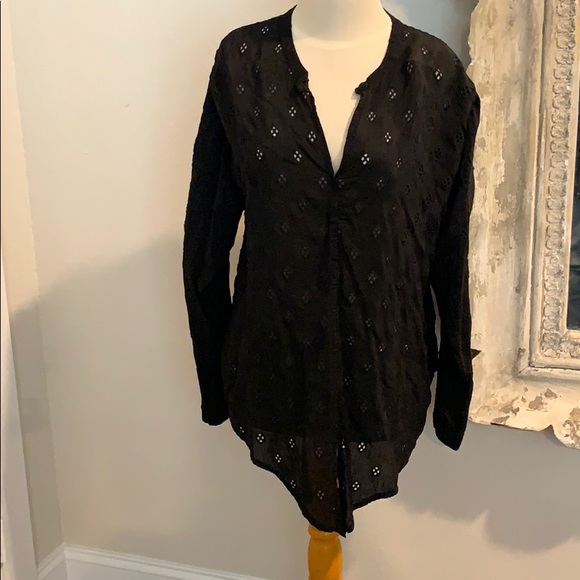 Johnny Was Black Hunter LS Tie-Front Blouse XL - Picture 3 of 7